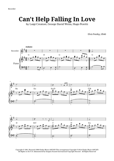 Can't Help Falling In Love (arr. Langanho)