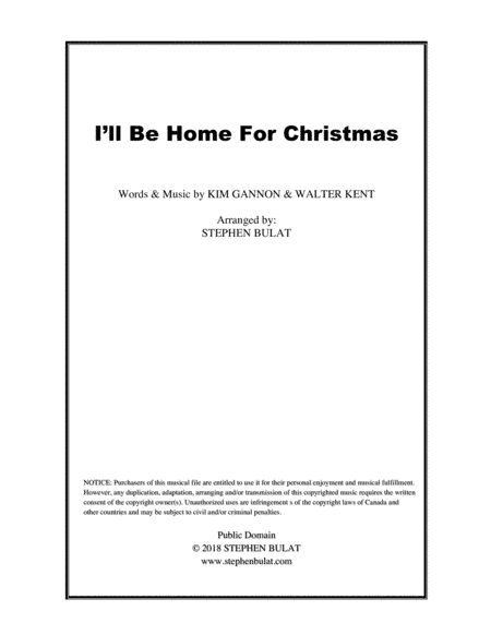 I'll Be Home For Christmas (arr. Stephen Bulat)