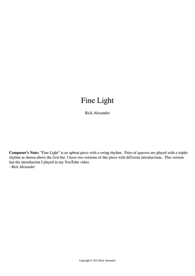 Fine Light (for solo guitar)