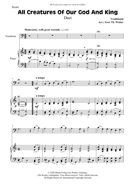 All Creatures Of Our God And King (arr. Gert Th. Walter)