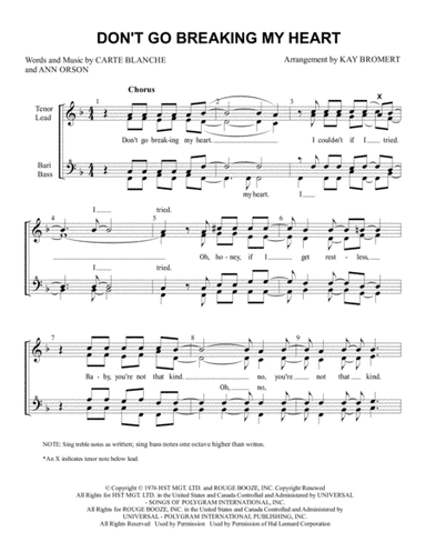 Don't Go Breaking My Heart (arr. Kay Bromert)