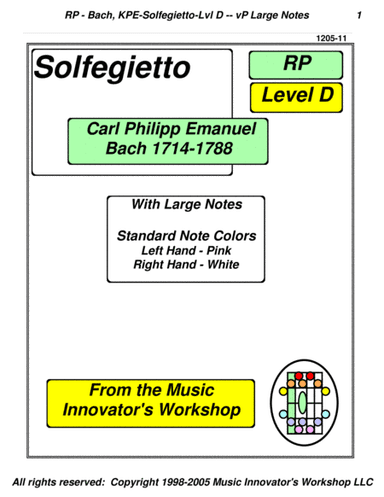 CPE Bach - Solfegietto - Large Note Version - (Key Map Tablature) (arr. John M. Honeycutt)
