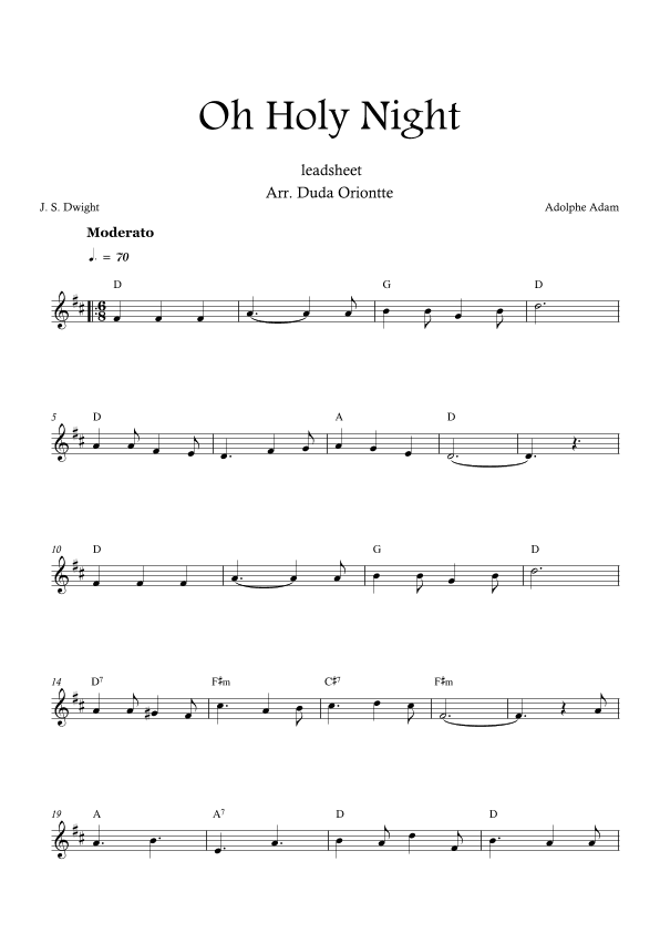 Oh Holy Night (D major - leadhsheet - no lyrics) (arr. Duda Oriontte)