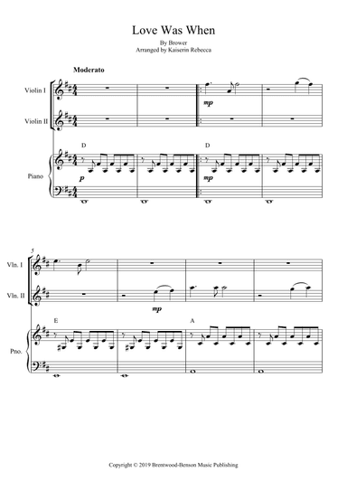 Love Was When (arr. Kaiserin Rebecca)