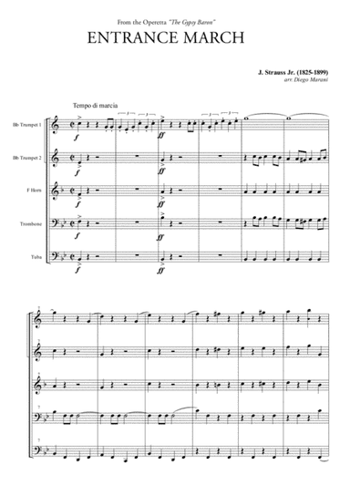 Entrance March from "The Gypsy Baron" for Brass Quintet (arr. Diego Marani)