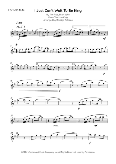 I Just Can't Wait To Be King (arr. Rodrigo Faleiros)