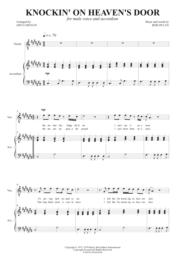 Knockin' On Heaven's Door (arr. Art.o Artaud)