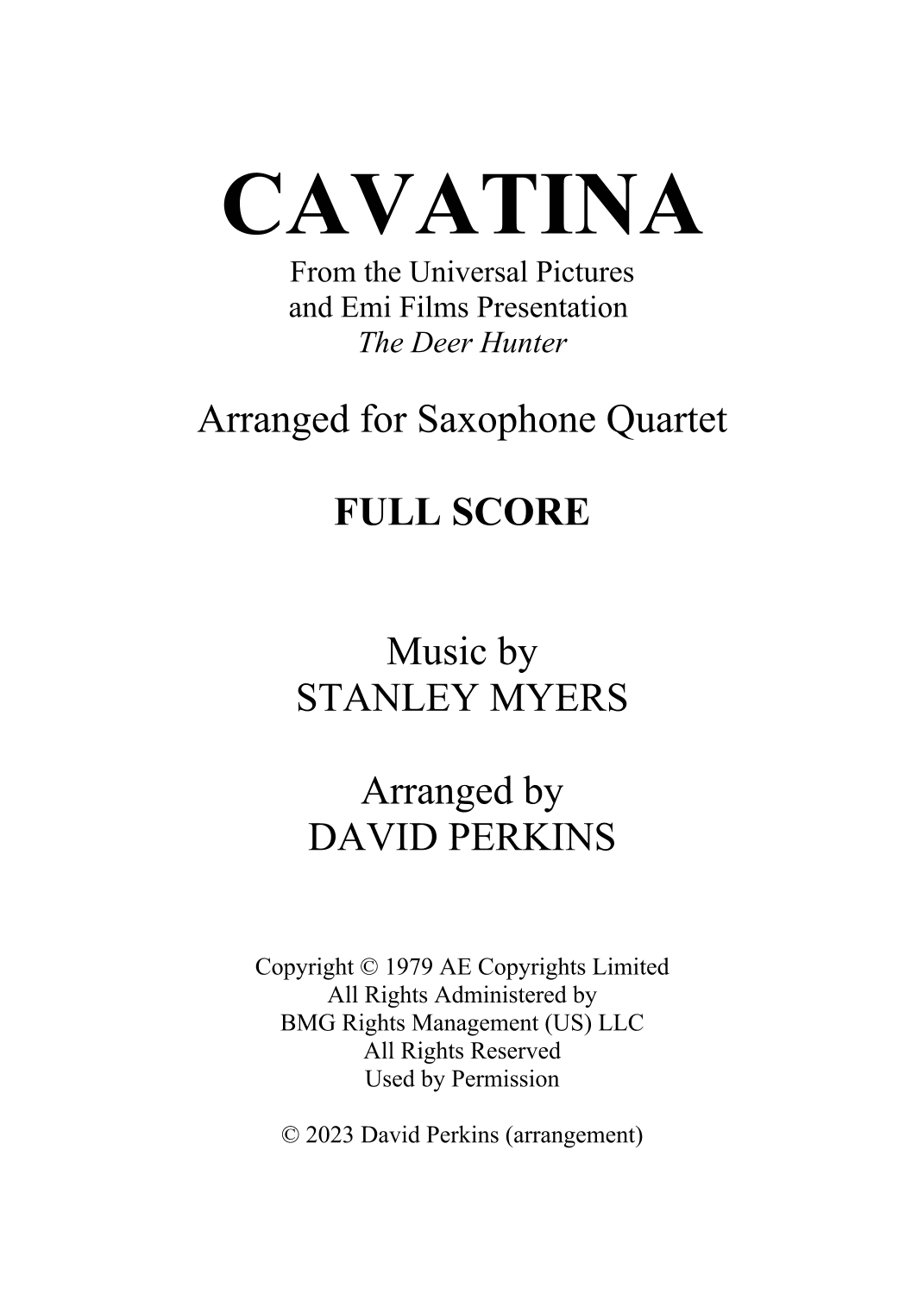 Cavatina (arr. David Perkins)