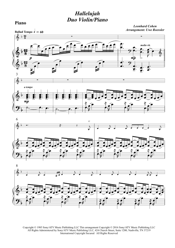 Hallelujah (arr. Uwe Roessler / Rössler / Rassler)