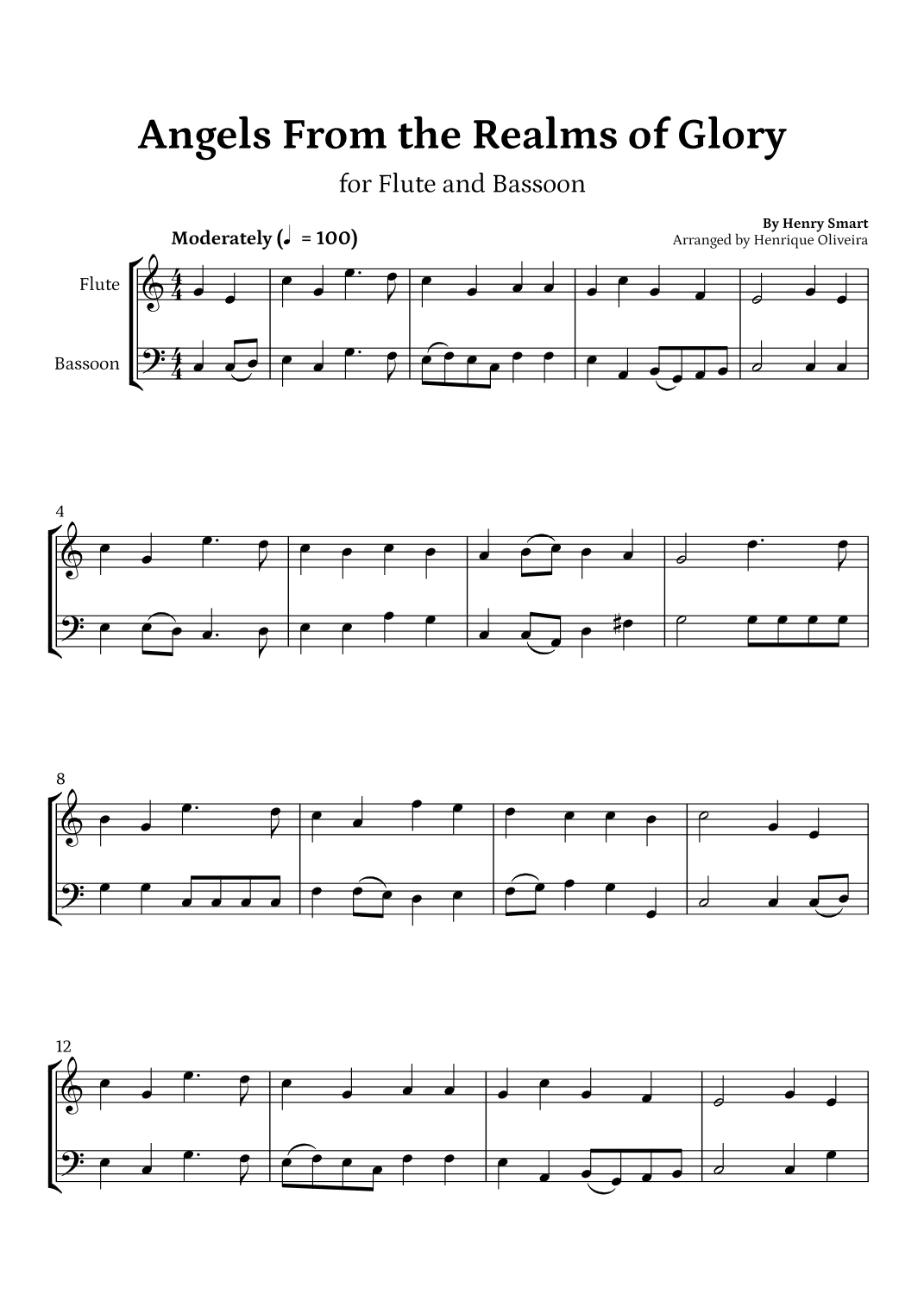 Angels from the Realms of Glory (Flute and Bassoon) - Christmas Carol (arr. Henrique Oliveira)
