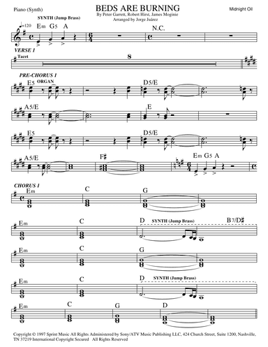 Beds Are Burning (arr. Jorge Juárez)