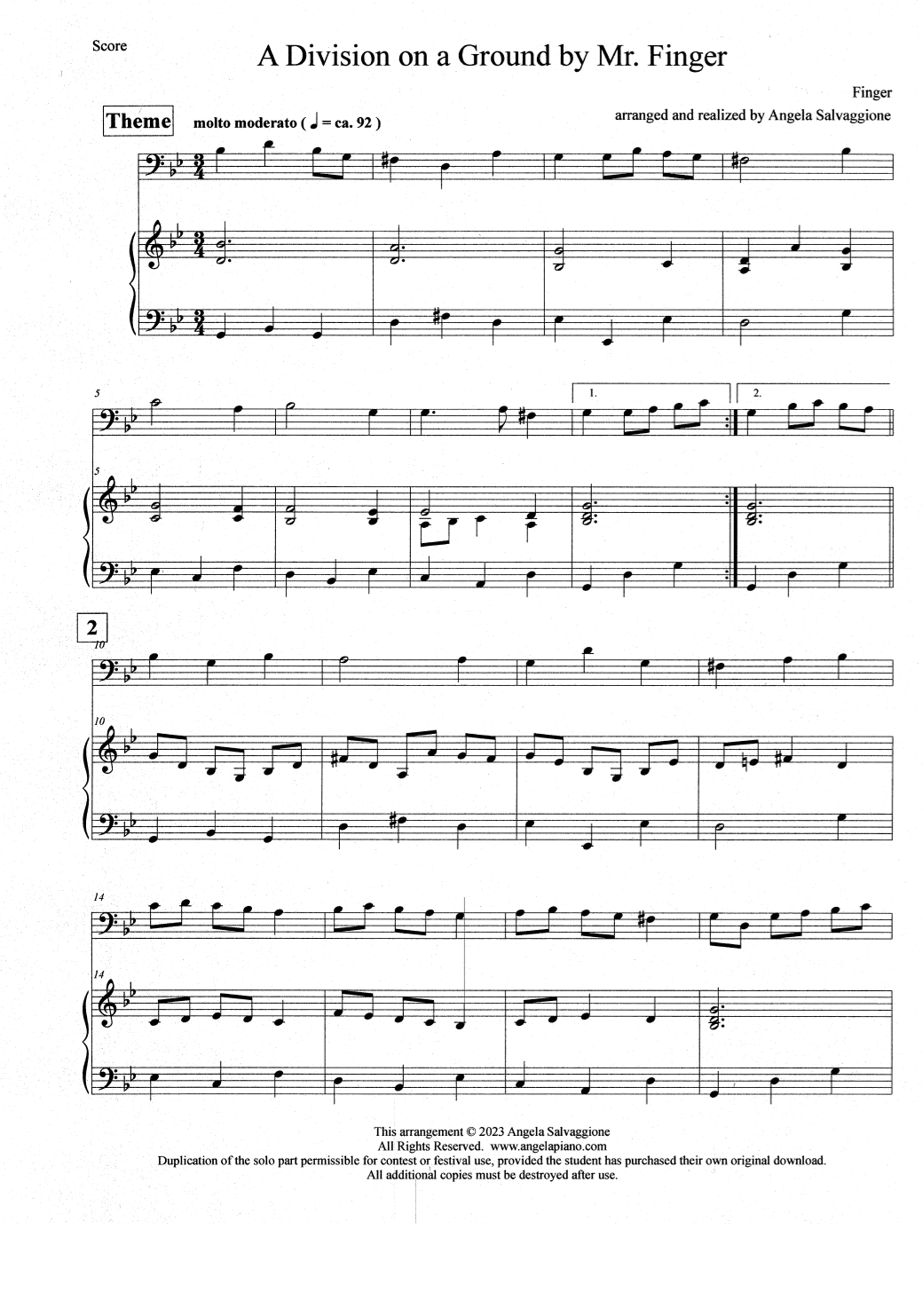 A Division on a Ground by Mr. Finger (arr. Angela Salvaggione)
