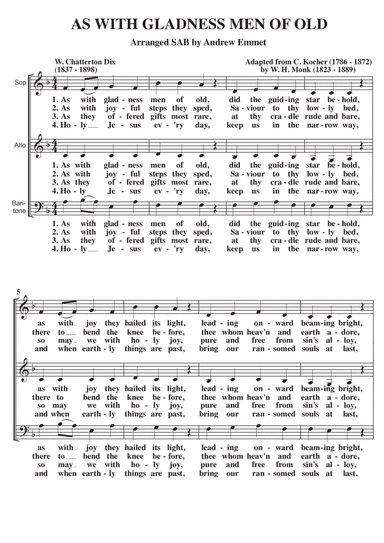 As With Gladness Men Of Old A Cappella SAB (arr. Andrew Emmet)