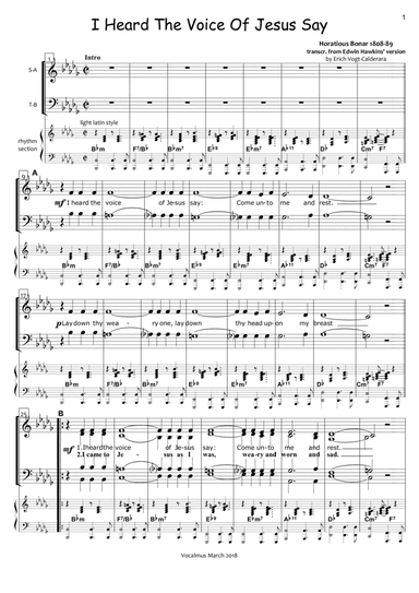 I Heard The Voice Of Jesus Say (arr. Erich Vogt-Calderara)