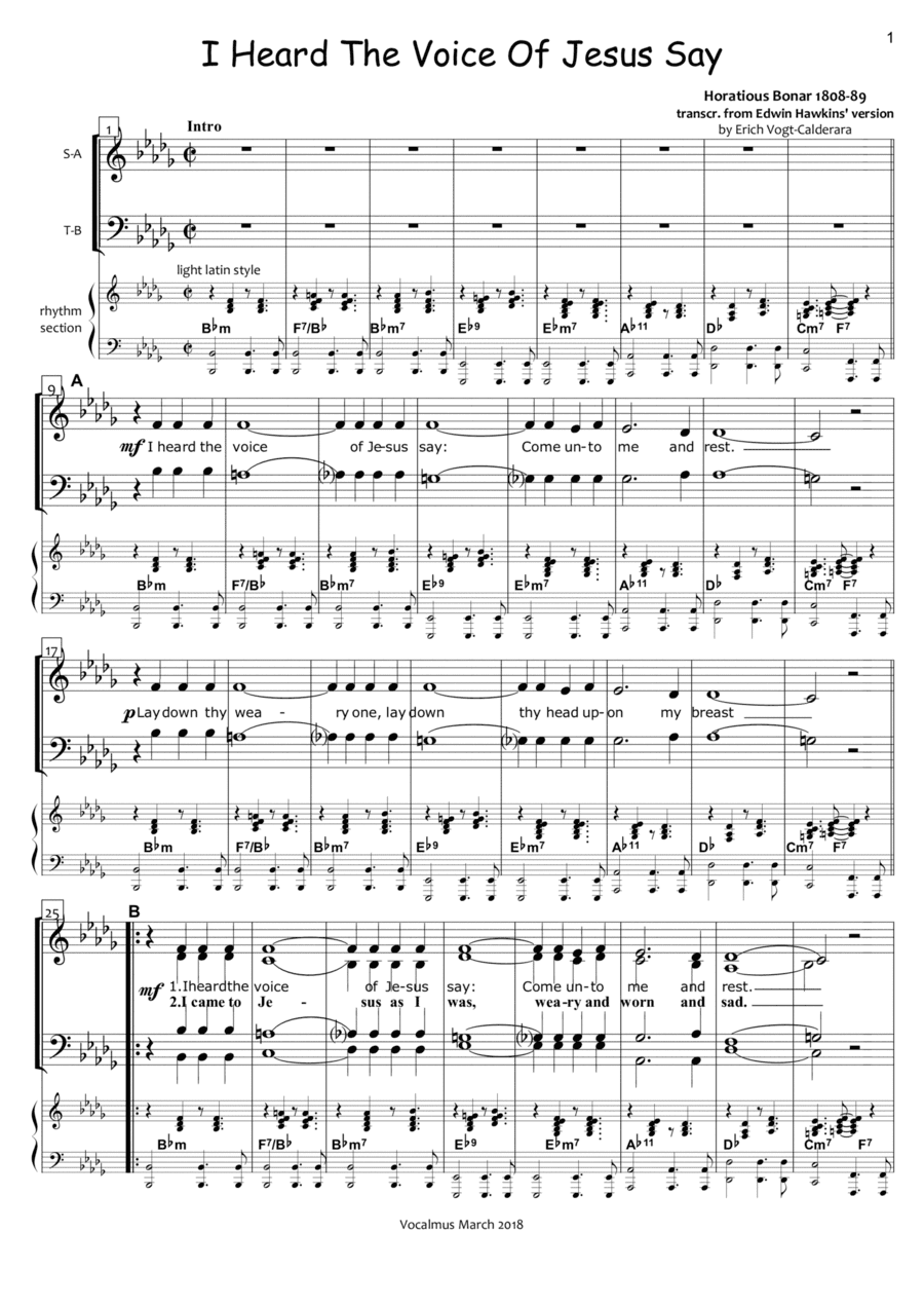 I Heard The Voice Of Jesus Say (arr. Erich Vogt-Calderara)