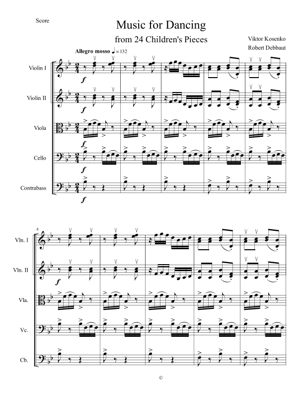 Music for Dancing - Score Only (arr. Robert Debbaut)