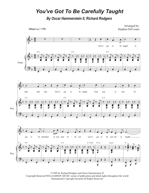 You've Got To Be Carefully Taught (arr. Stephen DeCesare)
