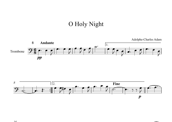 O Holy Night - Adolphe-Charles Adam (Trombone) (arr. Digital Book Music)