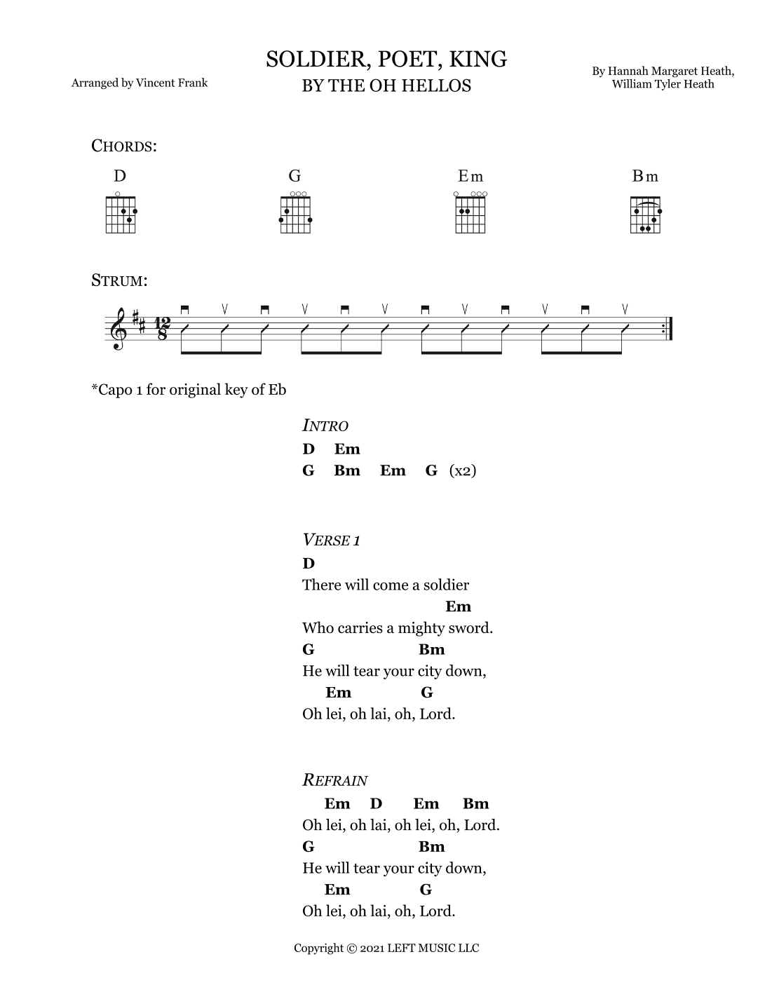 Soldier, Poet, King (arr. Vincent Frank)