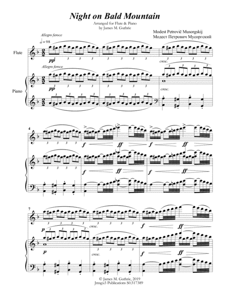 Mussorgsky: Night on Bald Mountain for Flute & Piano (arr. James M. Guthrie)