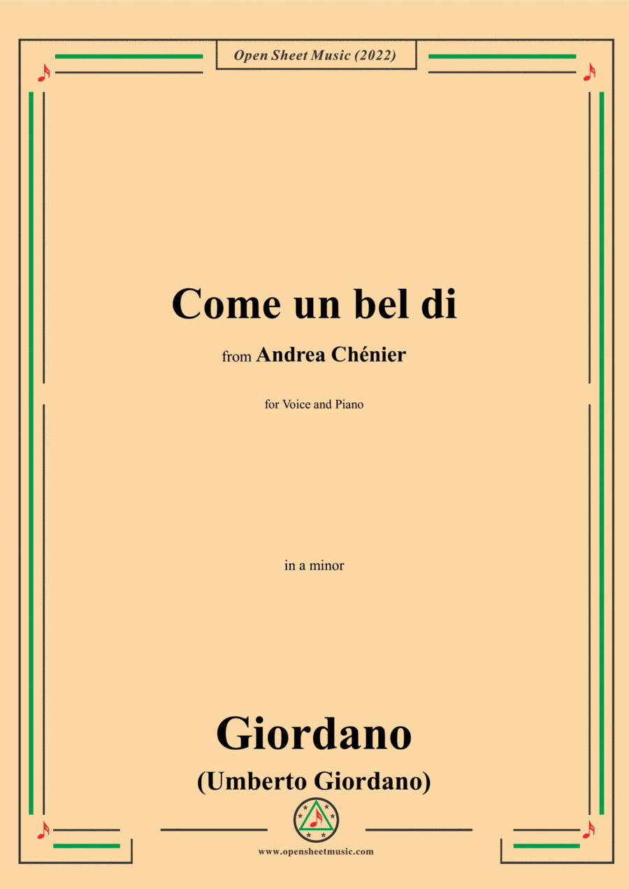 Giordano-Come un bel di,in a minor,from Andrea Chénier,for Voice and Piano (arr. Open Cloud)