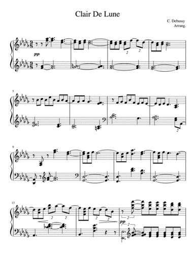 C. Debussy - Clair de Lune Easy Piano (arr. F. Chiofalo)