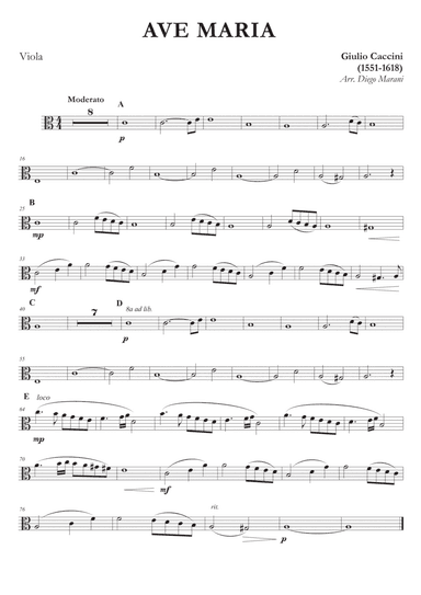 Ave Maria by Caccini-Vavilov for Viola and Piano (arr. Diego Marani)
