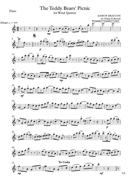 The Teddy Bears' Picnic (Wind Quintet) - Set of Parts [x5] (arr. Philip R Buttall)
