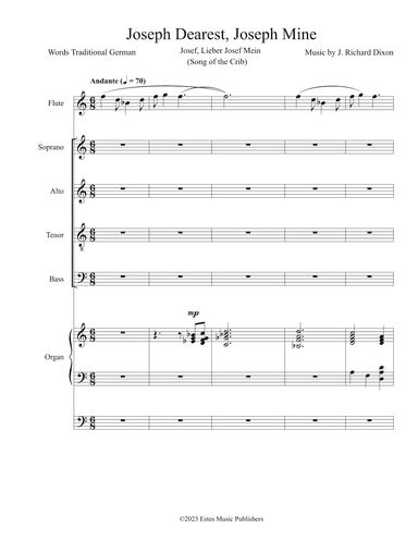 Organ/rehearsal score for "Joseph Dearest, Joseph Mine" (arr. James Dixon)