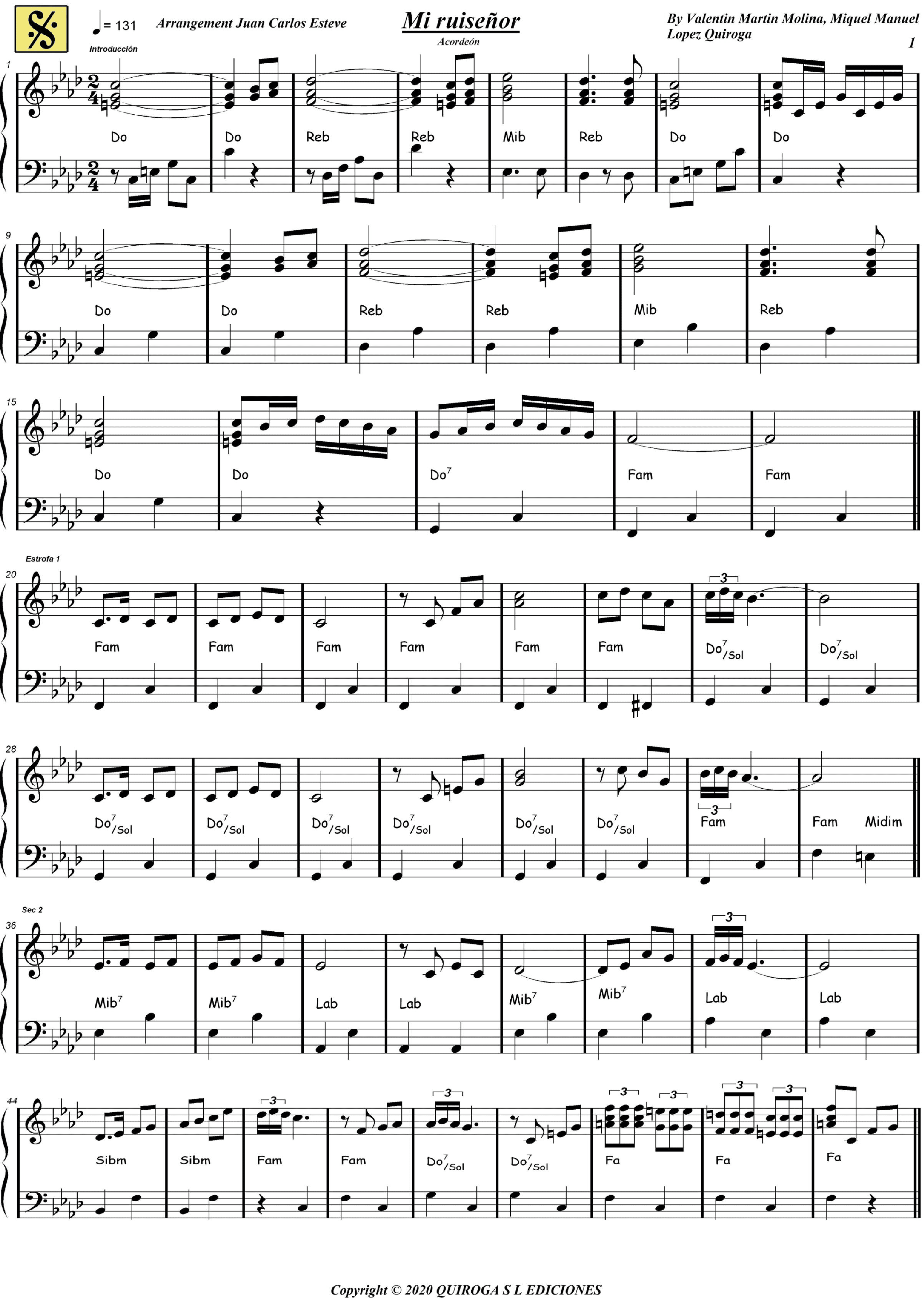 Mi Ruisenor (arr. juan carlos esteve / Gran Coda)