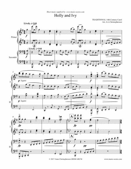 The Holly and the Ivy - Piano Duet (harder) (arr. Anne L Christopherson GRSM ARCM)