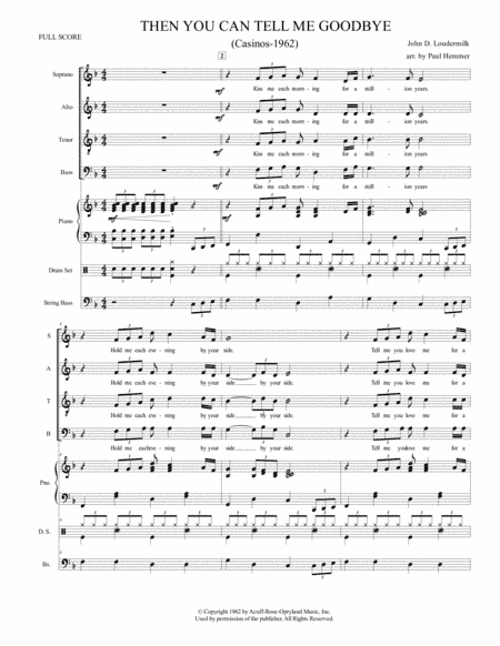 Then You Can Tell Me Goodbye (arr. Paul Hemmer)