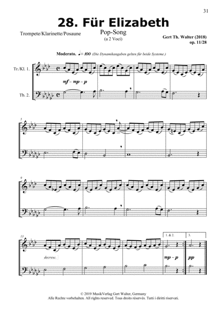 For Elizabeth (from Brass Pop Romanticists) - Score Only