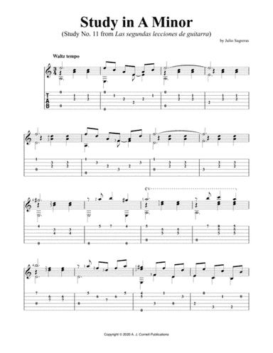 Study in A Minor (Study No. 11 from Las segundas lecciones de guitarra) (arr. A. J. Cornell Publications)