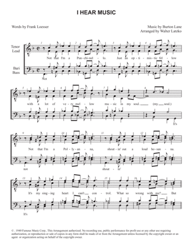 I Hear Music (arr. Walter Latzko)