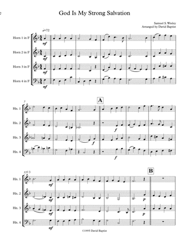 God Is My Strong Salvation for French Horn Quartet (arr. David Baptist)