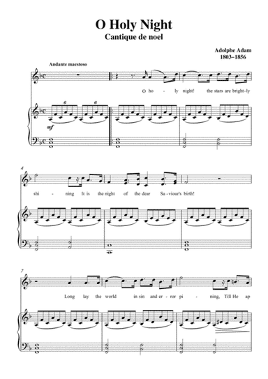 Adam-O Holy night in F Major, for Voice and Piano (arr. MPS)