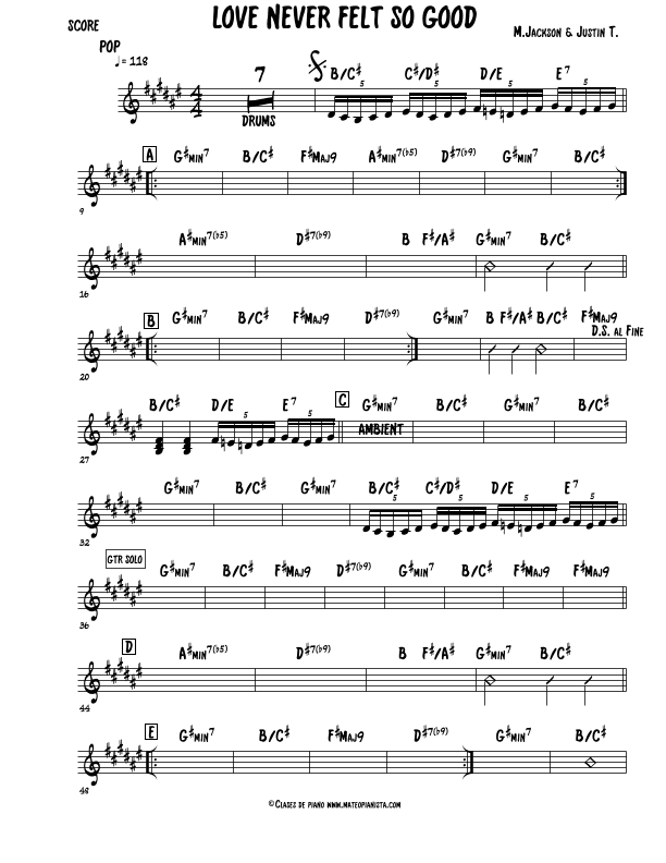 Love Never Felt So Good (arr. Mateo Aguilar)