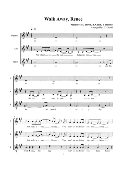 Walk Away Renee (arr. Christine Grodd)