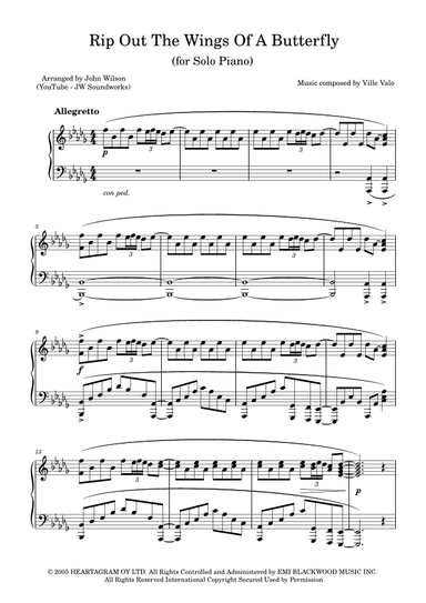 Rip Out The Wings Of A Butterfly (arr. John Wilson (JW Soundworks))