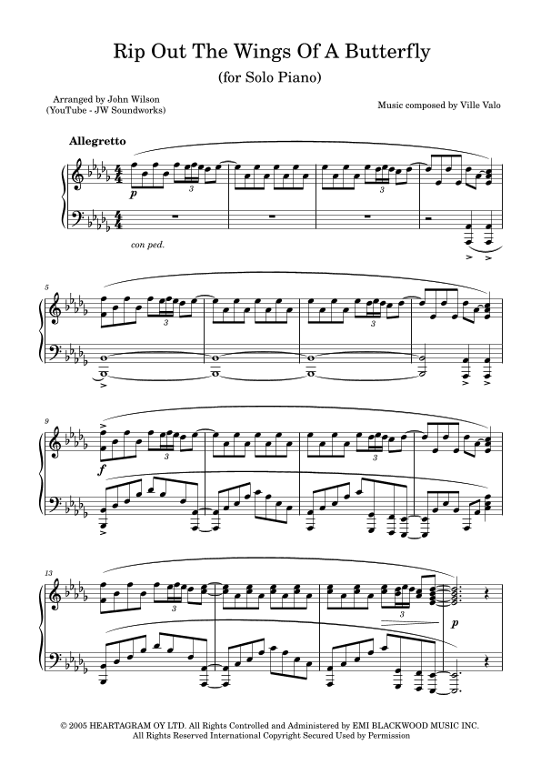Rip Out The Wings Of A Butterfly (arr. John Wilson (JW Soundworks))