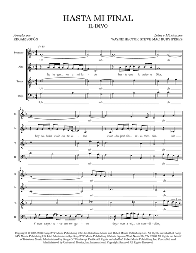 Hasta Mi Final (arr. Edgar Sopón)