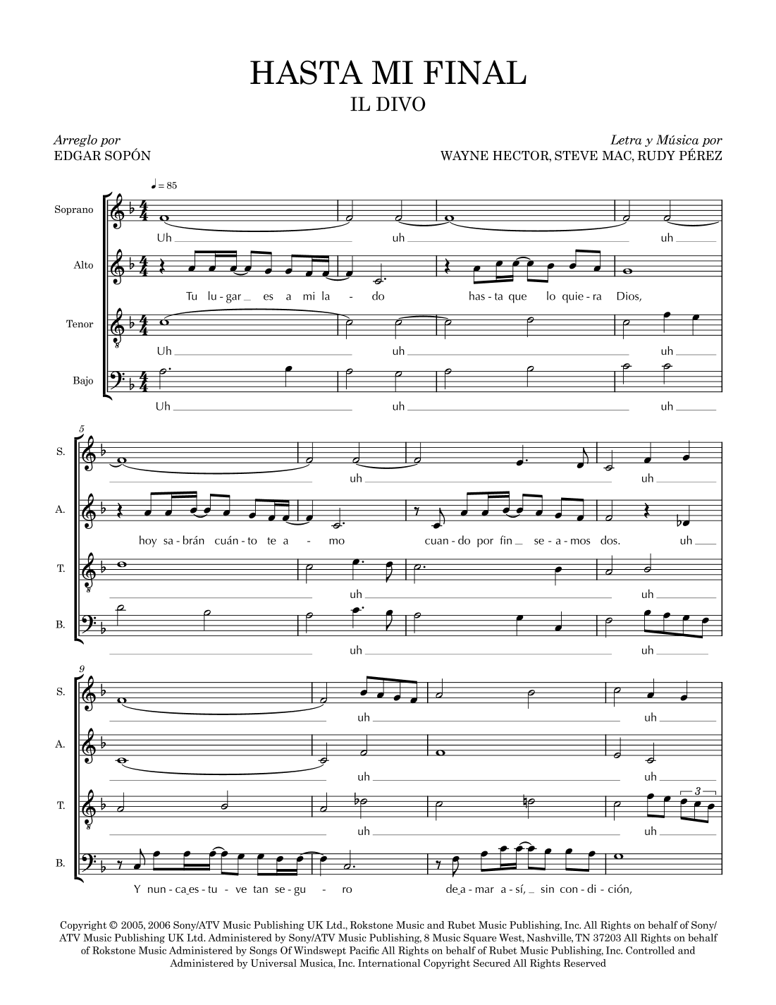 Hasta Mi Final (arr. Edgar Sopón)