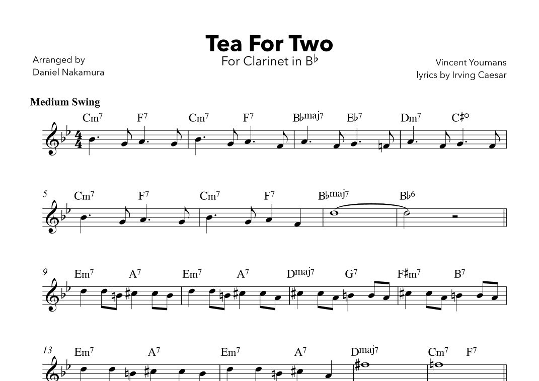 Tea For Two (For Clarinet with Chords) (arr. Daniel Nakamura)