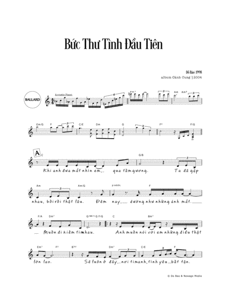 B?c Thu Tình Ð?u Tiên (piano reduction, vocal & chords)