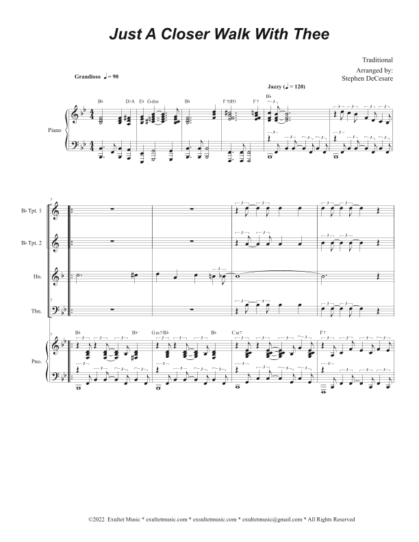 Just A Closer Walk With Thee (Brass Quartet and Piano) (arr. Stephen DeCesare)