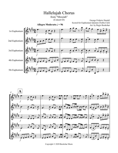 Hallelujah (from "Messiah") (D) (Euphonium Quintet - Treble Clef) (arr. Regis Bookshar)