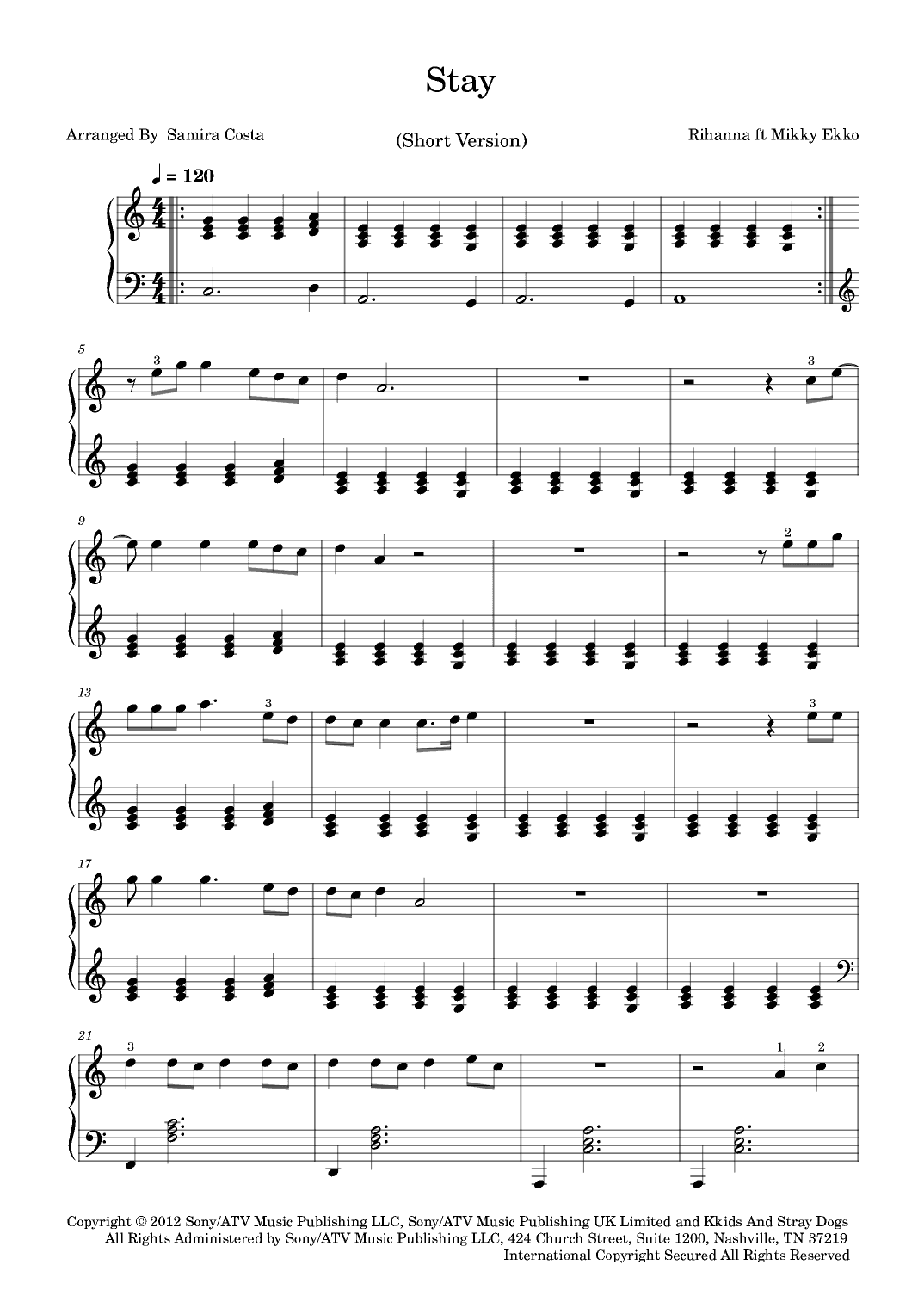 Stay (arr. Samira Costa)