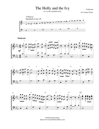The Holly and the Ivy (minor key setting) - for 3-octave handbell choir (arr. Samuel Stokes)