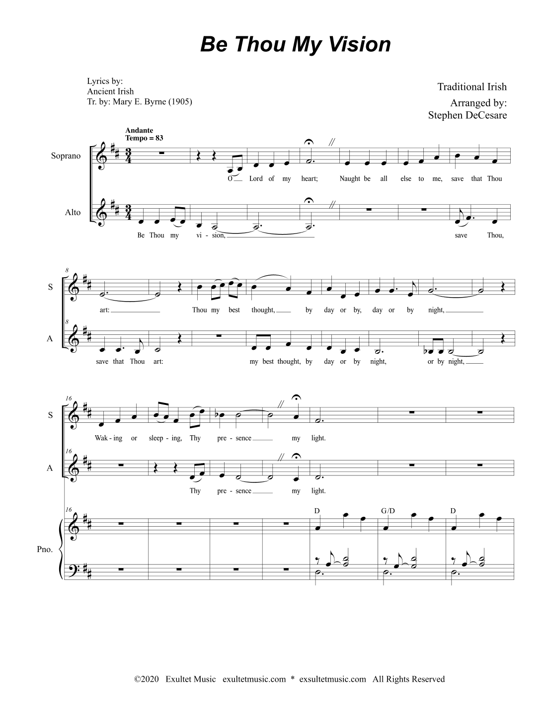 Be Thou My Vision (2-part choir - (SA) (arr. Stephen DeCesare)